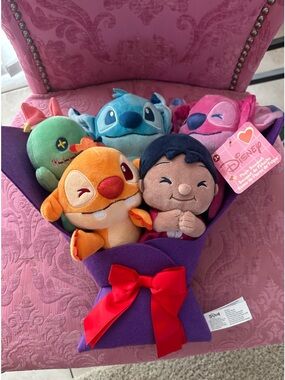 Disney Plush Bouquet - Blue, Pink, Orange, Green, Purple
